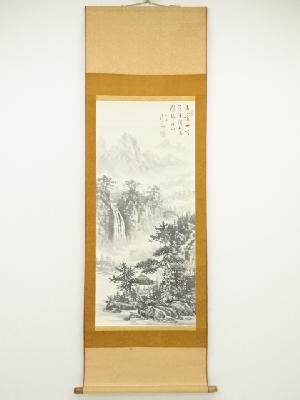 白雲山人筆　水墨山水　肉筆紙本掛軸